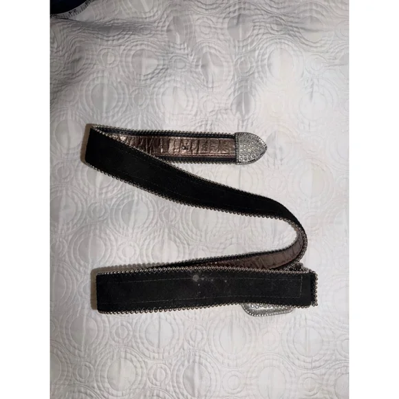 Western Rhinestone Bling Belt Croc Embossed Leather Cowgirl Y2K Western 37” - Picture 6 of 6